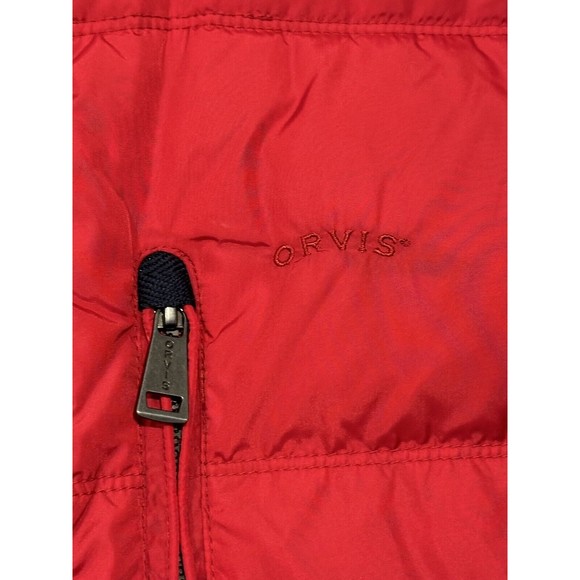 ORVIS Mens Duck Down Puffer Vest Sz L Red Button Front Zipper Pockets GUC - Picture 5 of 16